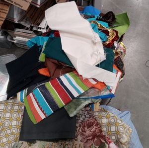 Scrap boxes of fabric for face mask. Home projects